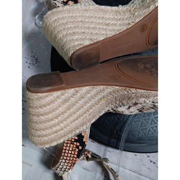 Vince Camuto Meehan Size 8.5 Snake Embossed Espadrilled Wedge Ankle Strap Square - Picture 8 of 9
